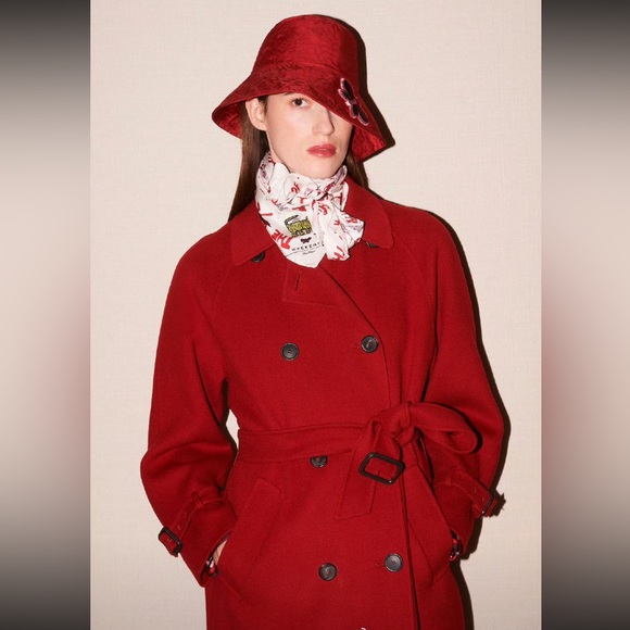 Weekend MaxMara Accessories Label-cut Logo Jacquard Hat. Sz: 57 Color:Red.New - Picture 3 of 16